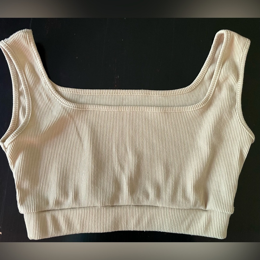 SHEIN Women S Tan Beige Ribbed Square Neck Cropped Short Tank Top Cami Shirt